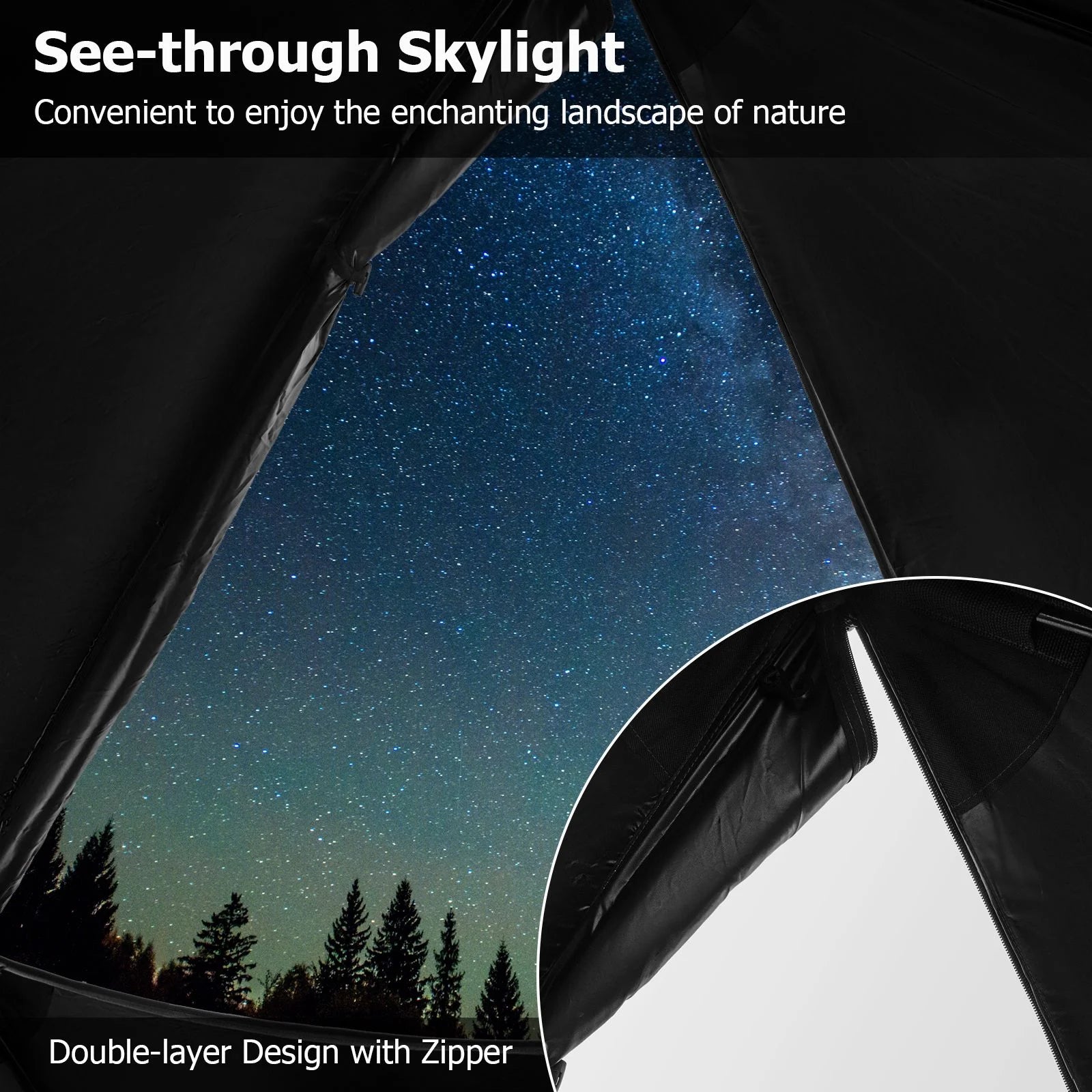 6-Sided Family Tent with Rainfly, Skylight, 3 Doors, 3 Windows