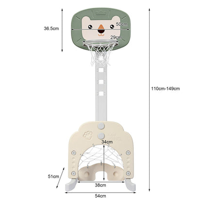 3-In-1 Basketball Hoop Set Stand with 5 Adjustable Height Levels