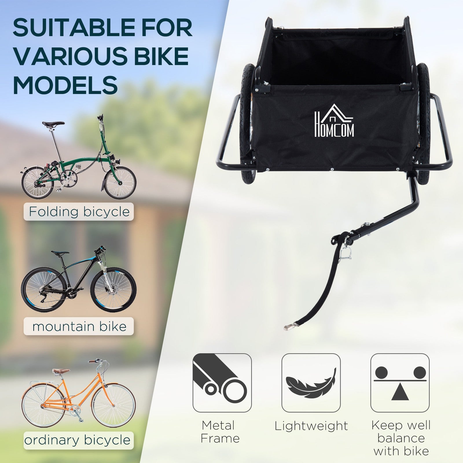 Aosom Elite Two-Wheel Bicycle Large Cargo Wagon Trailer with Folding Storage