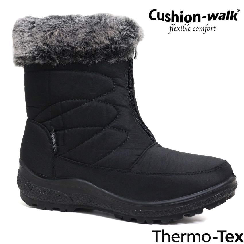 LADIES SNOW BOOTS WINTER THERMO TEX WARM THERMAL SKI FUR NON SLIP ANKLE BOOTS
