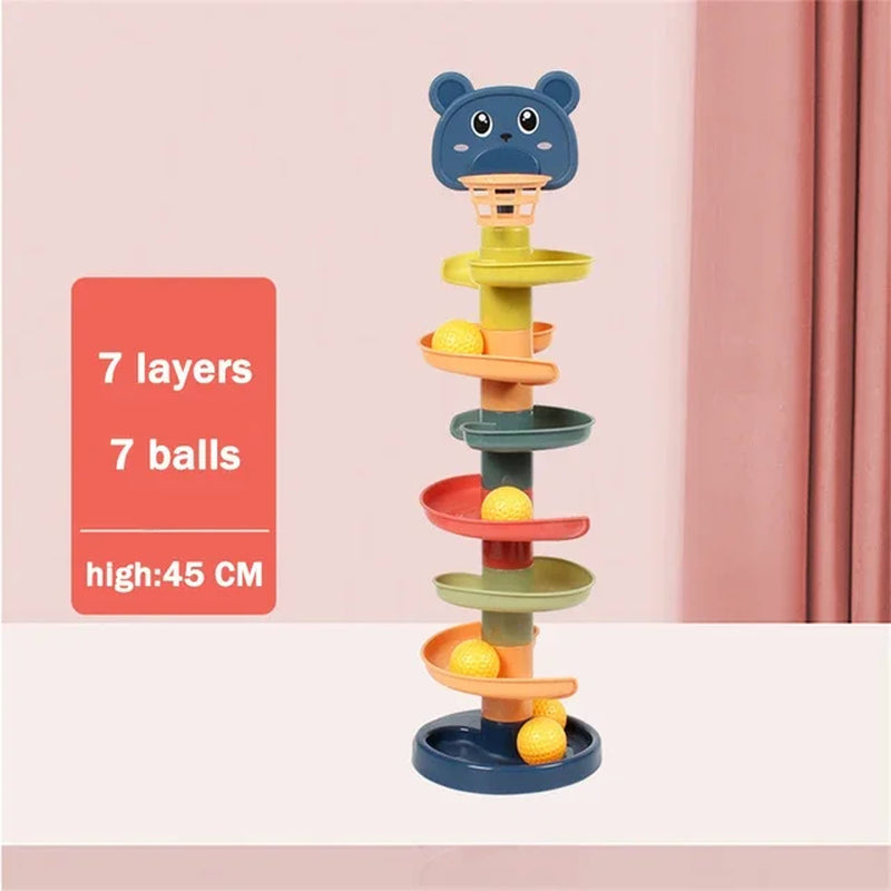 Baby Rotating Track Stacking Montessori Rolling Ball Tower Toys Early Parent Child Education Interactive Children'S Toy Gifts