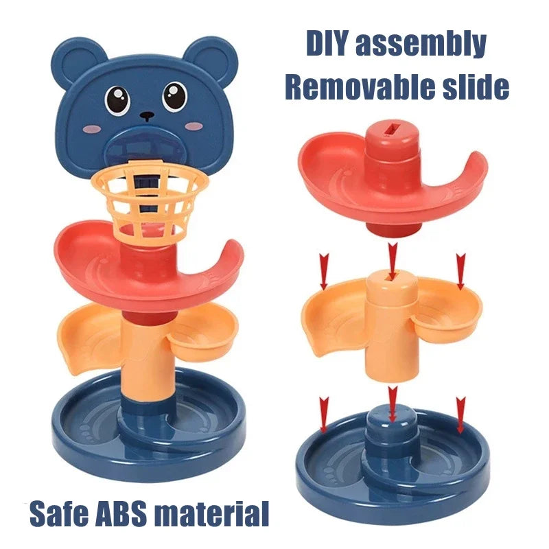 Baby Rotating Track Stacking Montessori Rolling Ball Tower Toys Early Parent Child Education Interactive Children'S Toy Gifts