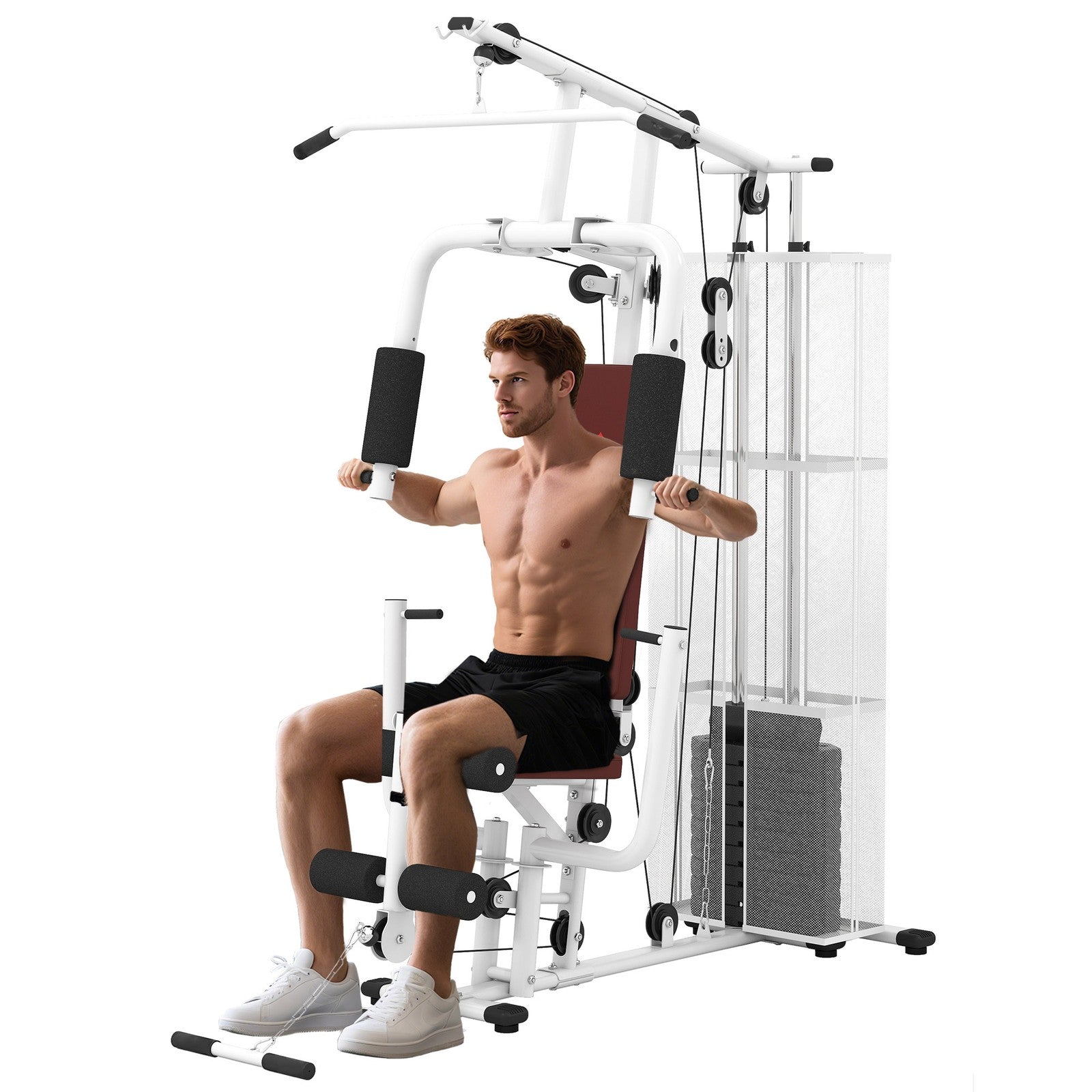 Multifunction Home Gym Weight Training Workout Station White