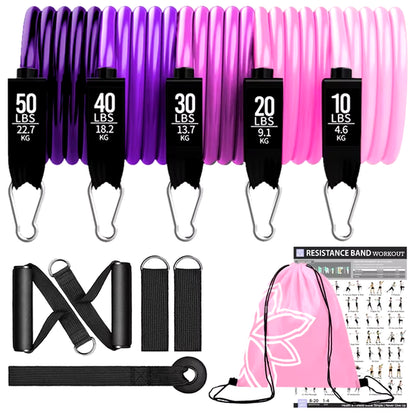 360Lbs Fitness Exercises Resistance Bands Set Elastic Tubes Pull Rope Yoga Band Training Workout Equipment for Home Gym Weight