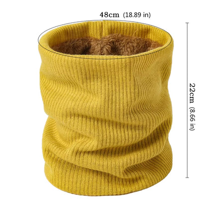 Solid Thick Warm Ring Scarf Fashion Winter Striped Warm Women Men Outdoor Full Mask Scarves with Plush Snood Unisex Muffler