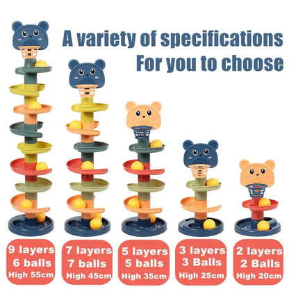 Baby Rotating Track Stacking Montessori Rolling Ball Tower Toys Early Parent Child Education Interactive Children'S Toy Gifts
