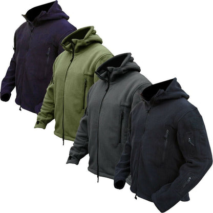 Men Casual Coat Tactical Recon Fleece Jacket Full Zip Army Hoodie Combat Hoody