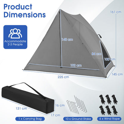 Pop-Up Camping Tent with Carry Bag and Rainfly for 2-3 People