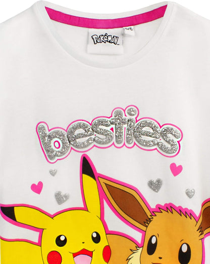 Pokemon Pyjamas Pikachu & Eevee Frill Sleeve Long or Short Leg Girls Pjs