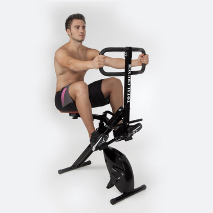 Total Crunch Evolution - 2-In-1 Home Gym Equipment with Exercise Bike & Chest Trainer - Foldable Full-Body Workout Machine with Variable Resistance for Cardio & Strength Training