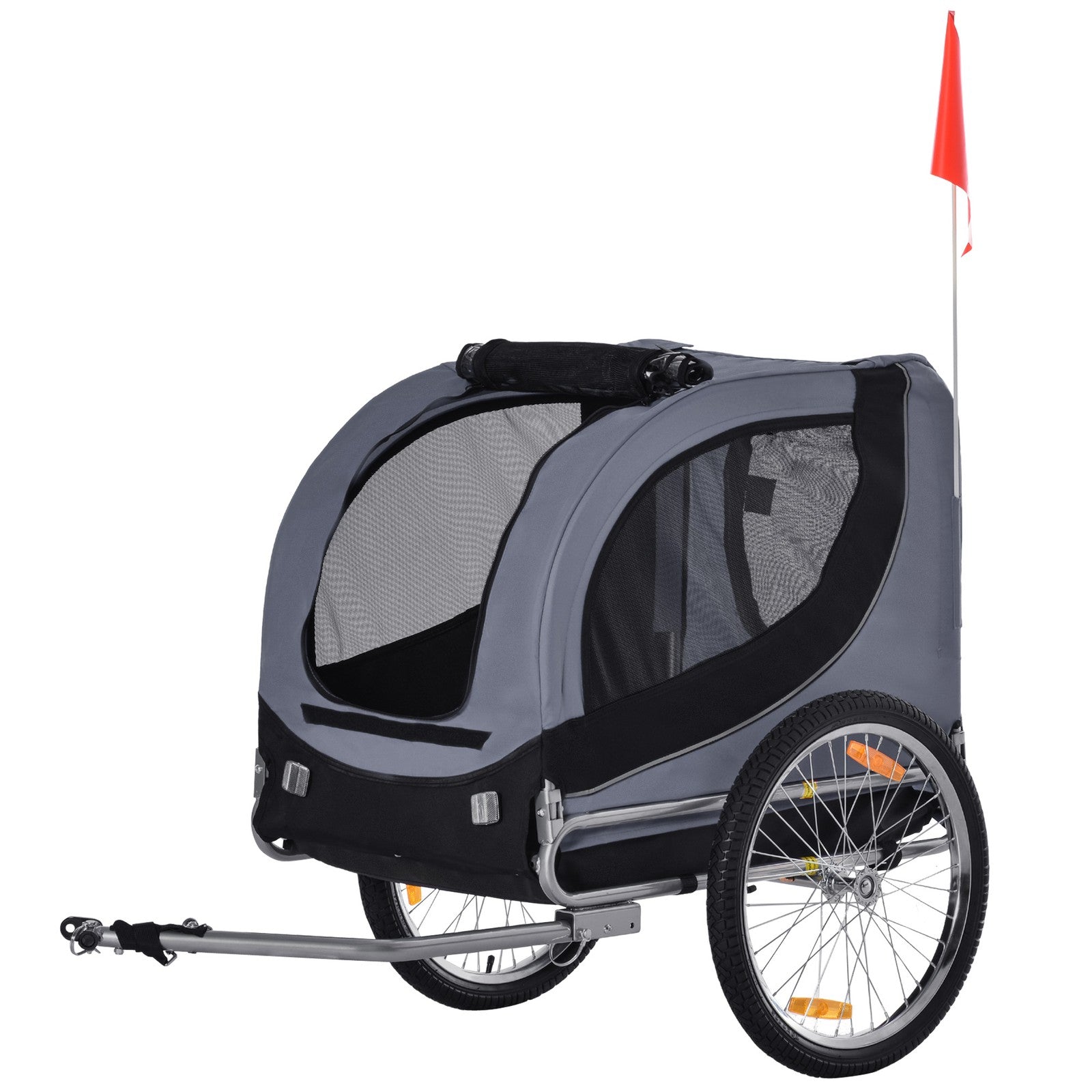 Pawhut Pet Bicycle Trailer Steel Dog Bike Carrier Water Resistant Travel Grey