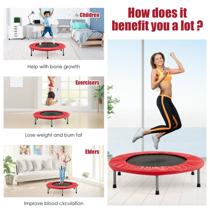 Foldable Mini Trampoline with Springs and Padded Cover