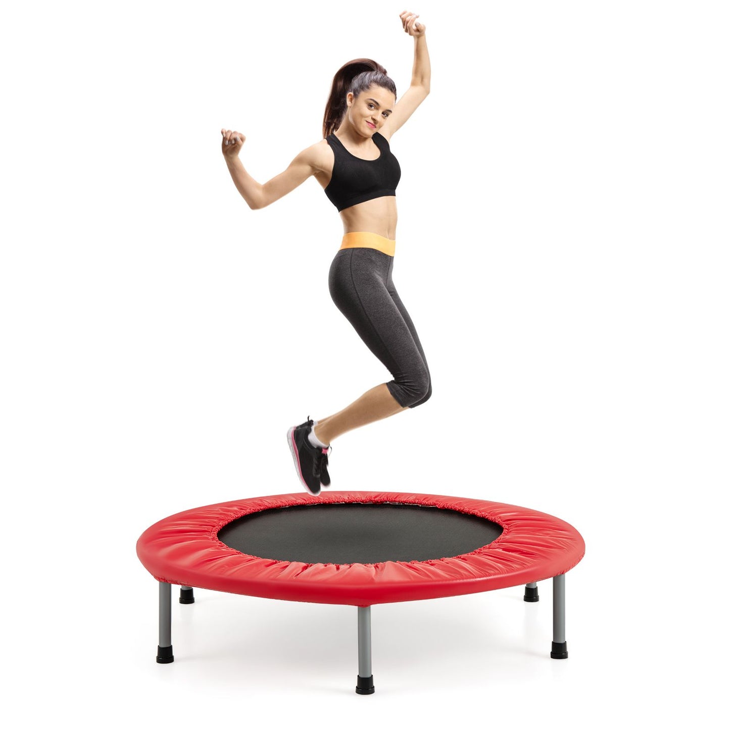 Foldable Mini Trampoline with Springs and Padded Cover