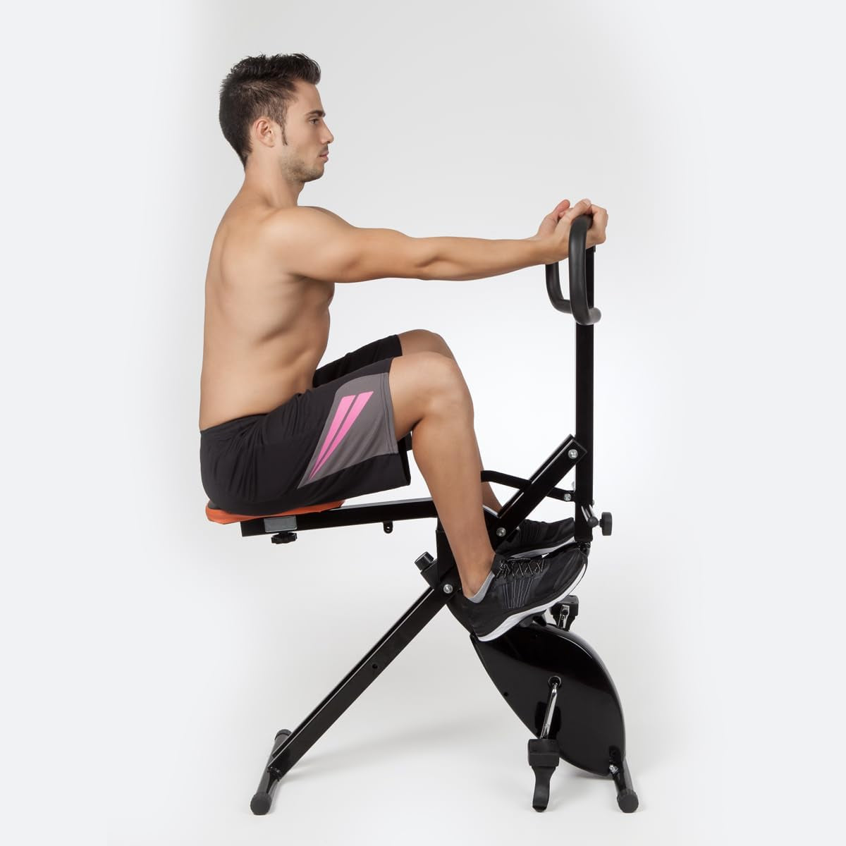 Total Crunch Evolution - 2-In-1 Home Gym Equipment with Exercise Bike & Chest Trainer - Foldable Full-Body Workout Machine with Variable Resistance for Cardio & Strength Training