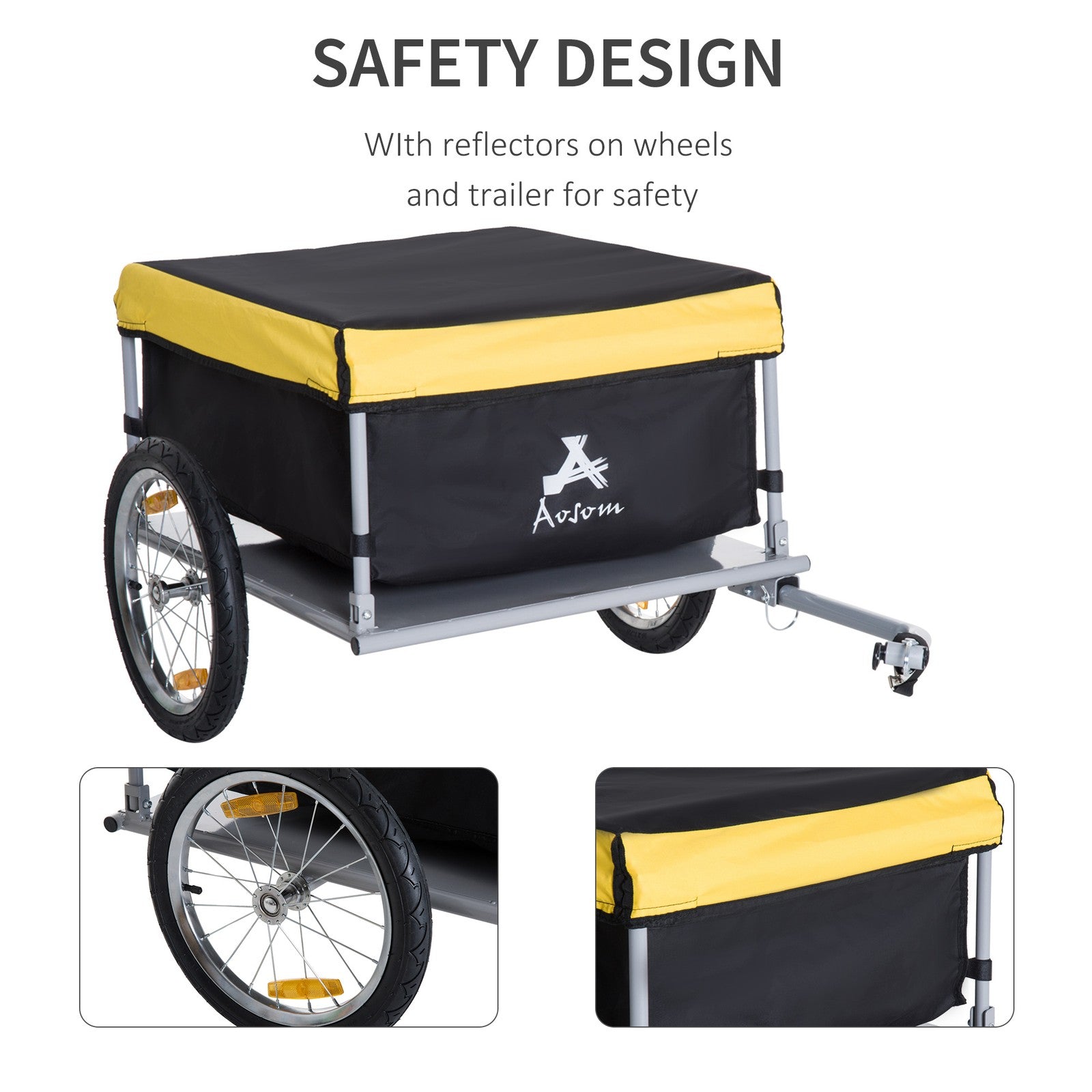 Bicycle Bike Cargo Wagon Trailer Folding Storage Oxford Fabric Cover Yellow