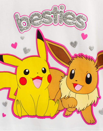 Pokemon Pyjamas Pikachu & Eevee Frill Sleeve Long or Short Leg Girls Pjs