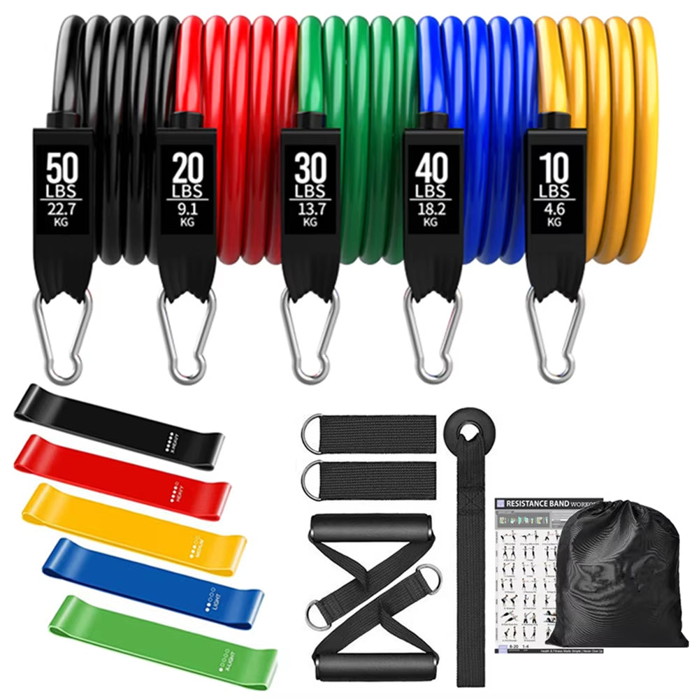 360Lbs Fitness Exercises Resistance Bands Set Elastic Tubes Pull Rope Yoga Band Training Workout Equipment for Home Gym Weight
