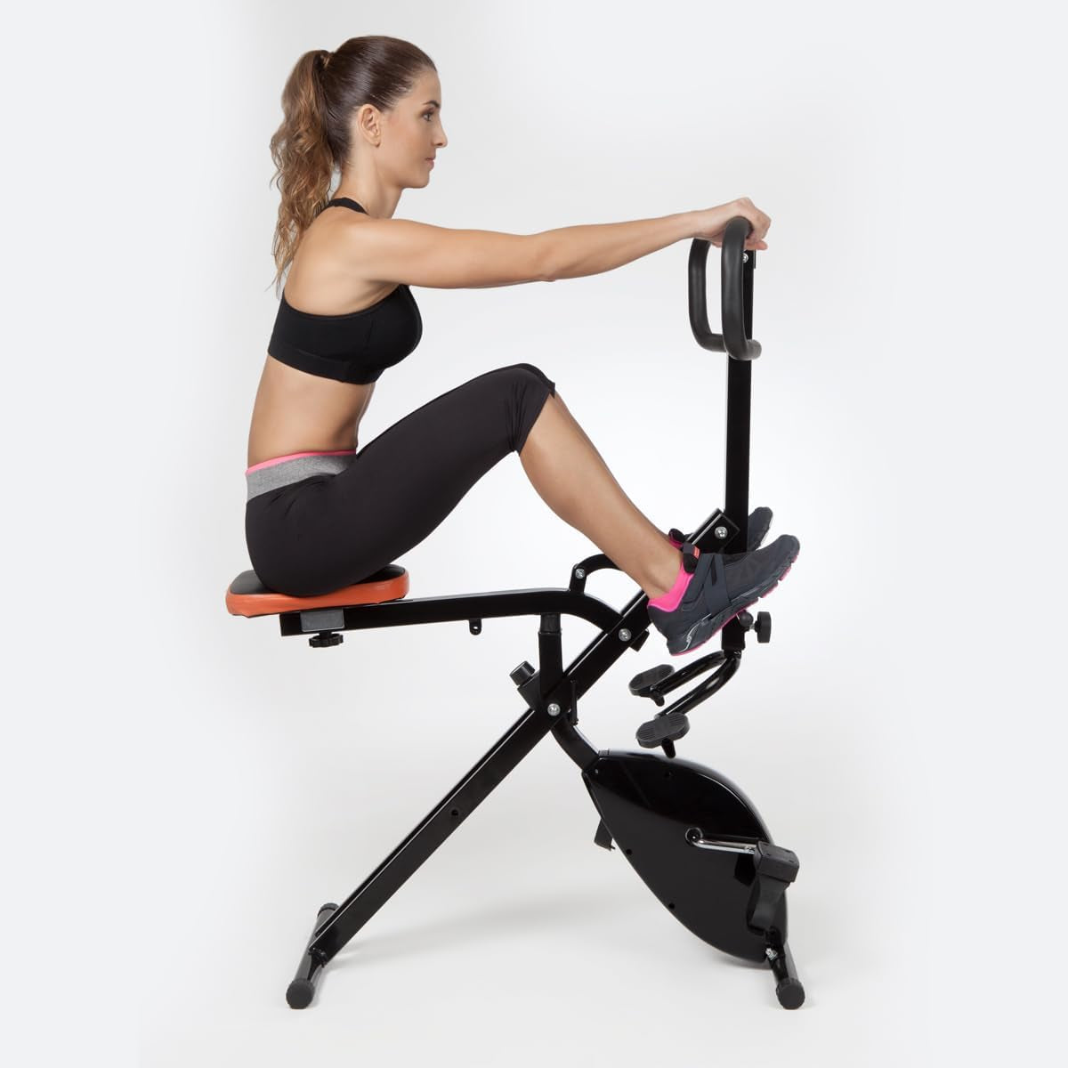 Total Crunch Evolution - 2-In-1 Home Gym Equipment with Exercise Bike & Chest Trainer - Foldable Full-Body Workout Machine with Variable Resistance for Cardio & Strength Training