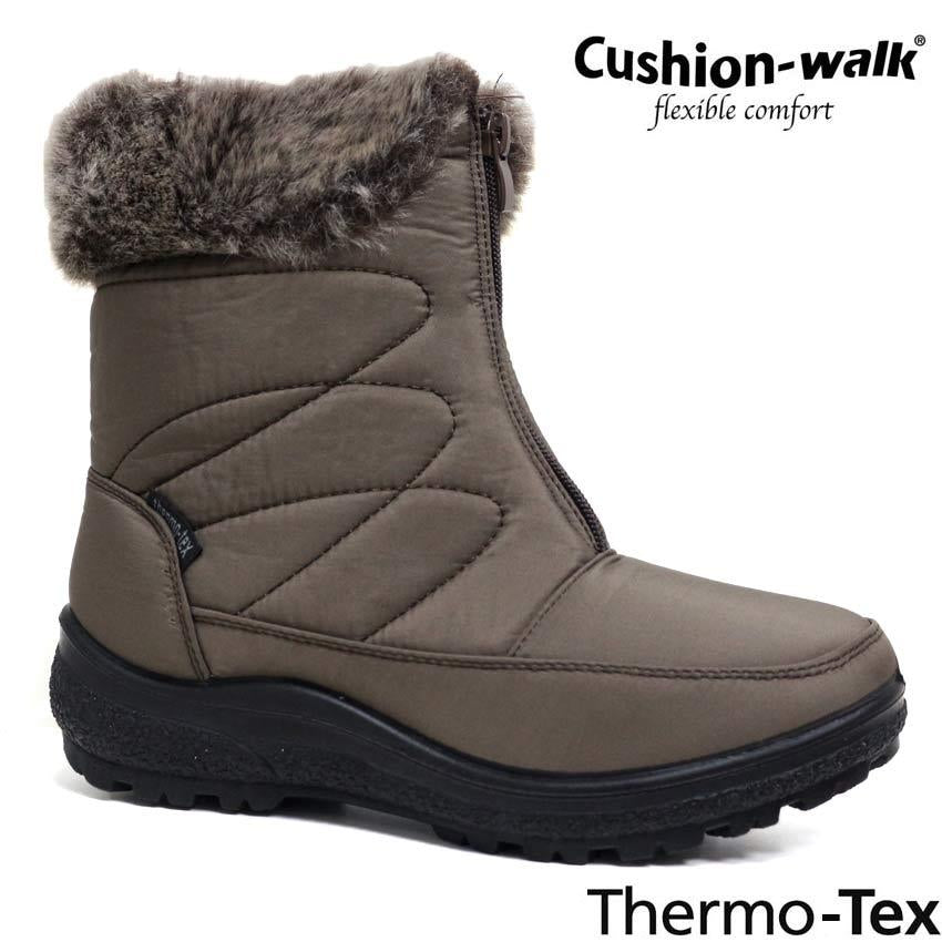 LADIES SNOW BOOTS WINTER THERMO TEX WARM THERMAL SKI FUR NON SLIP ANKLE BOOTS