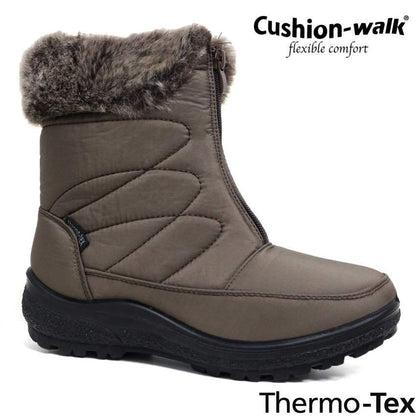 LADIES SNOW BOOTS WINTER THERMO TEX WARM THERMAL SKI FUR NON SLIP ANKLE BOOTS
