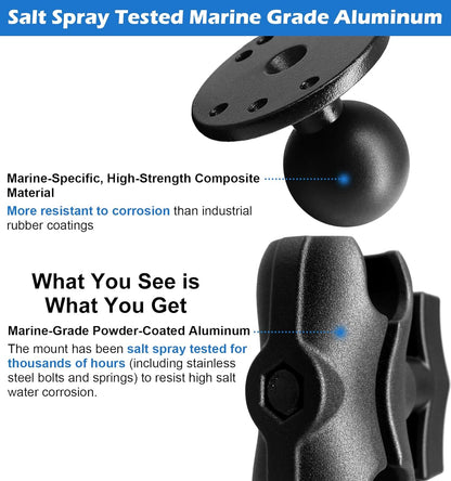 Aluminum 1.5" Double Ball Mount with Two AMPS round Plates, Fish Finder/Truck/Gps Mount, Short Arm with 1.5 Inches/38Mm/C Size Ball, Compatible with RAM, Arkon, Ibolt and More