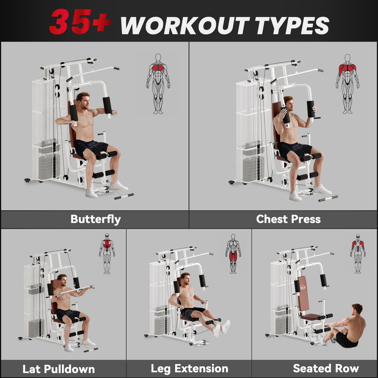 Multifunction Home Gym Weight Training Workout Station White