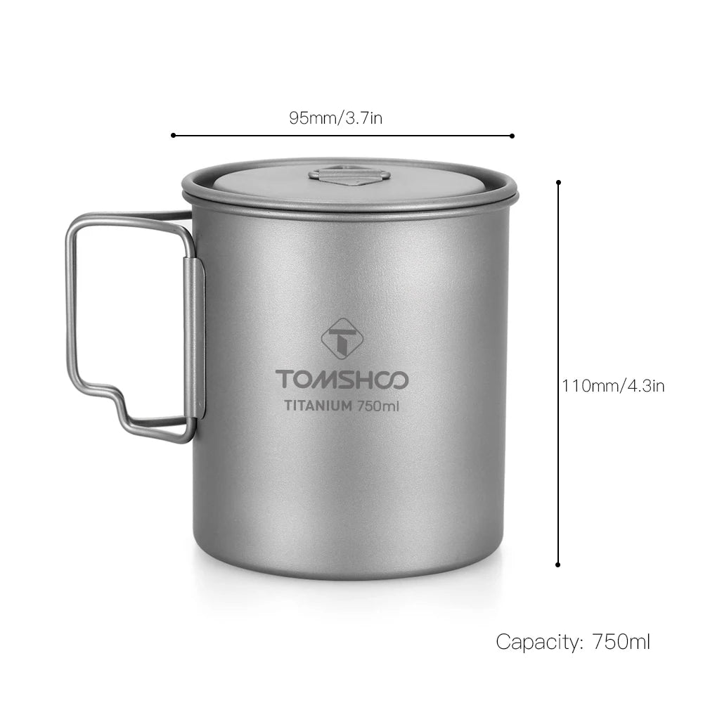 750Ml Outdoor Camping Cup Durable Titanium Cup Tourist Tableware Picnic Utensils Tourism Camping Mug Camping Equipment