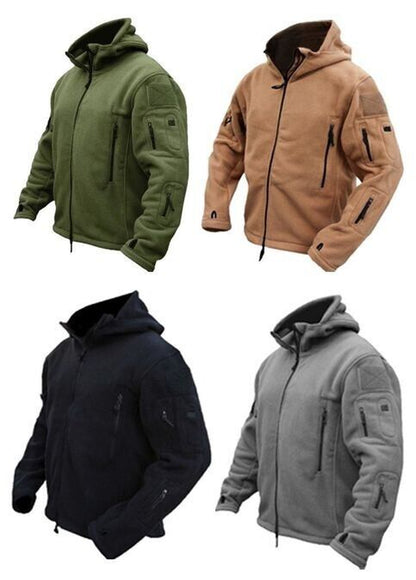 Men Casual Coat Tactical Recon Fleece Jacket Full Zip Army Hoodie Combat Hoody
