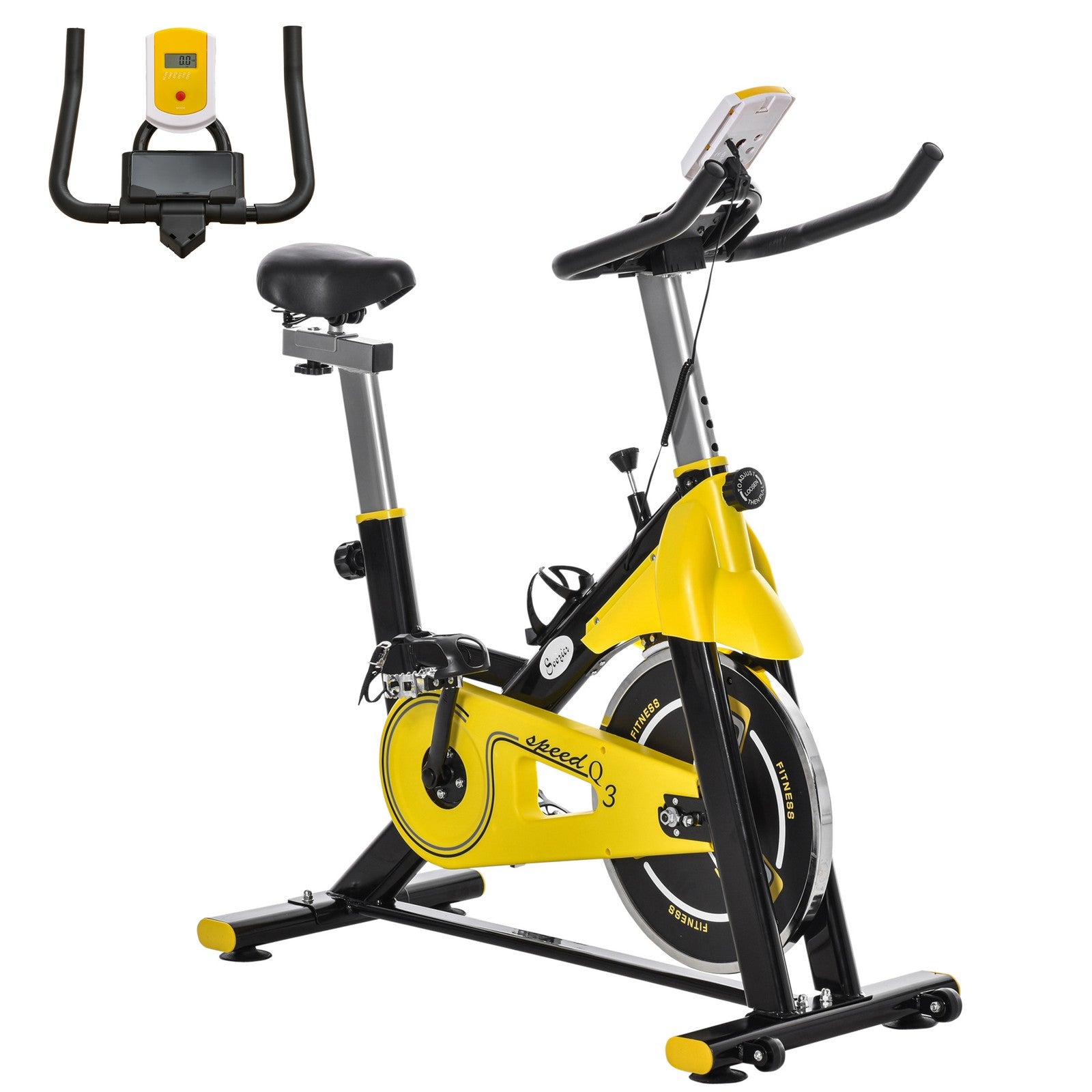 HOMCOM Exercise Bike W/ 6Kg Flywheel Belt Drive, Adjustable Resistance