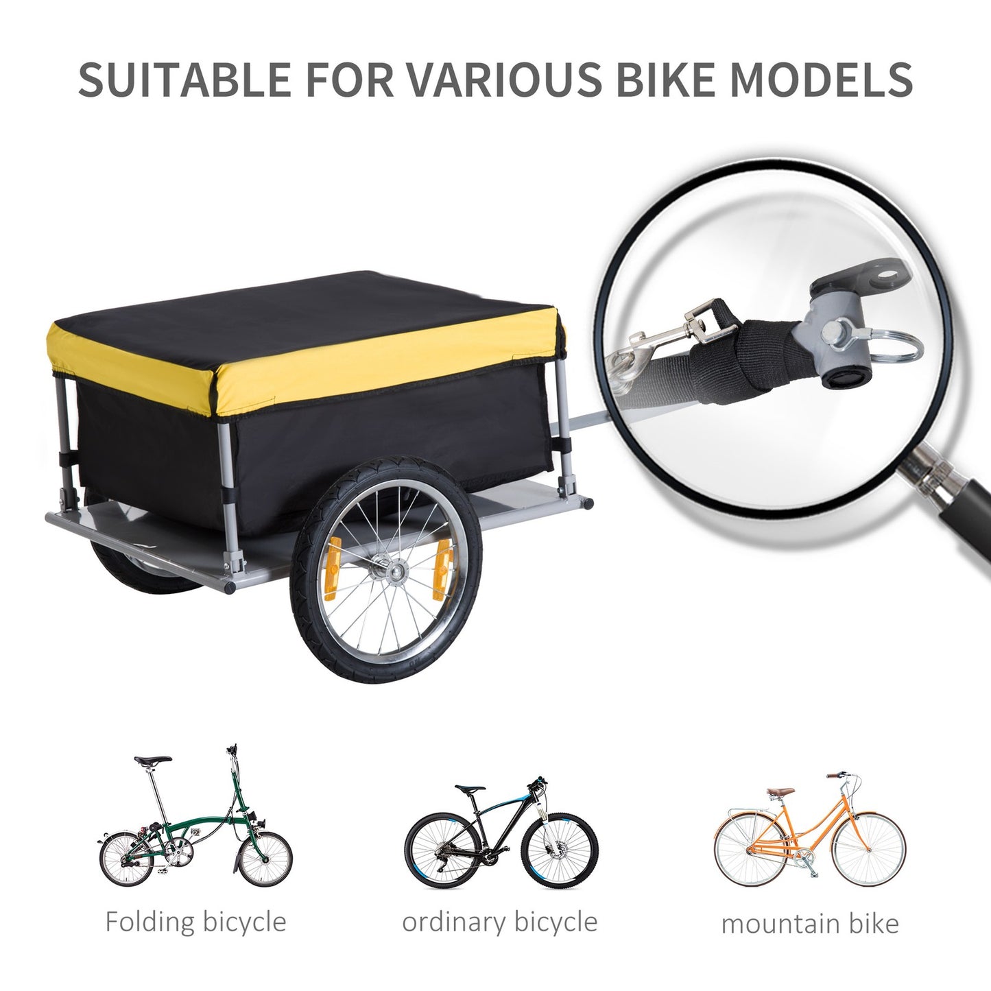 Bicycle Bike Cargo Wagon Trailer Folding Storage Oxford Fabric Cover Yellow