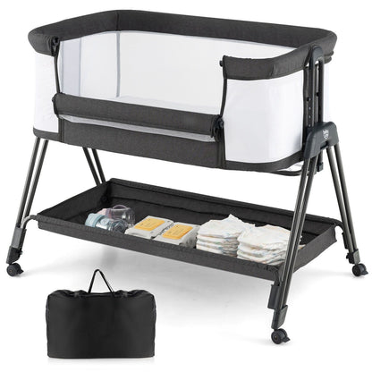 Baby Bedside Crib with Mattress for Birth to 9Kg