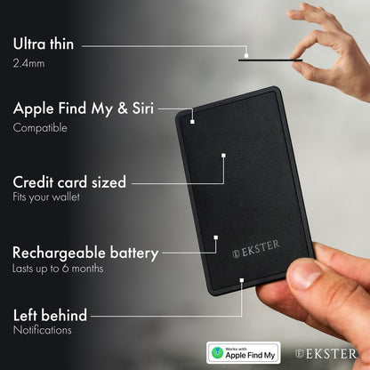 Map Locator & Wallet, Bluetooth GPS Tracker, Long Life Battery, Works with Apple Find My and Siri, Fits in Credit Card Pockets