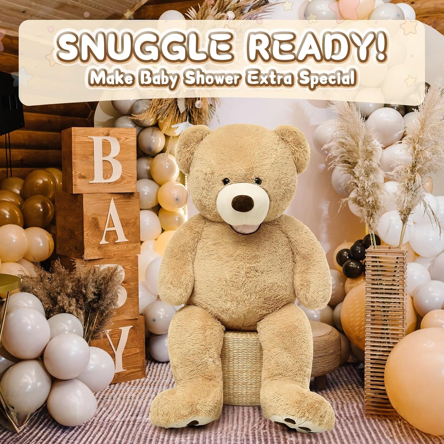 Smile Giant Teddy Bear, 51Inch Large Stuffed Bears with Big Footprints, Big Stuffed Animals Cuddly Plush Gifts for Girlfriends, Boyfriend, Brown