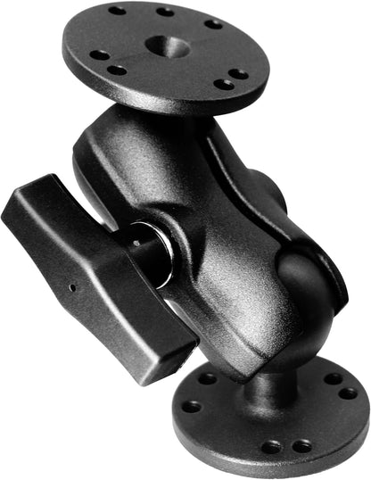Aluminum 1.5" Double Ball Mount with Two AMPS round Plates, Fish Finder/Truck/Gps Mount, Short Arm with 1.5 Inches/38Mm/C Size Ball, Compatible with RAM, Arkon, Ibolt and More