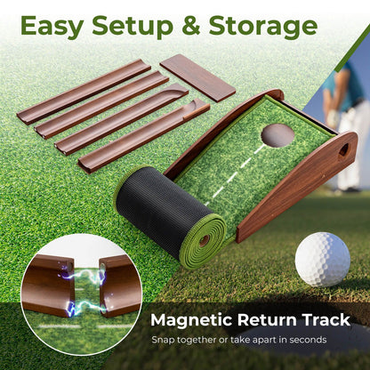 Golf Putting Mat Training Aid with Auto Ball Return and 3 Balls