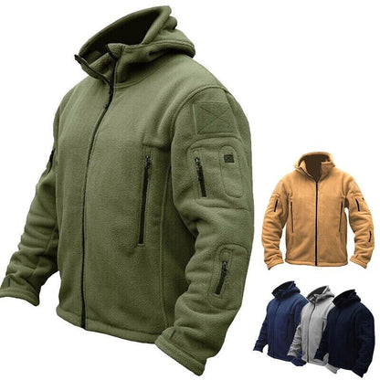 Men Casual Coat Tactical Recon Fleece Jacket Full Zip Army Hoodie Combat Hoody