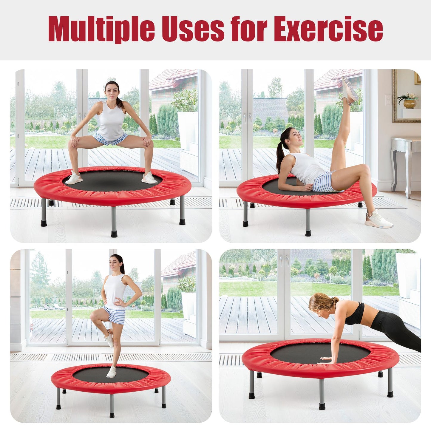 Foldable Mini Trampoline with Springs and Padded Cover