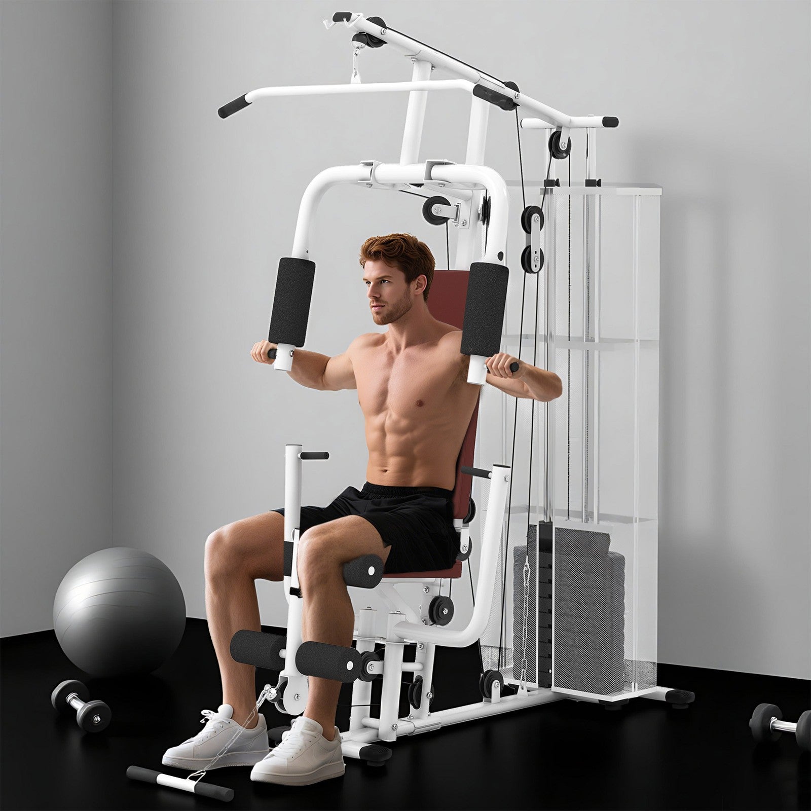 Multifunction Home Gym Weight Training Workout Station White
