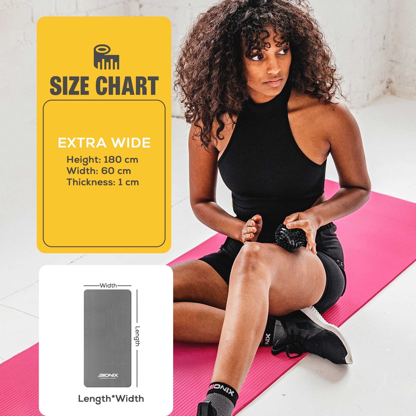 Yoga Mat Thick 10Mm Non Slip Gym Exercise Fitness Pilates Carry Strap NBR 183X62