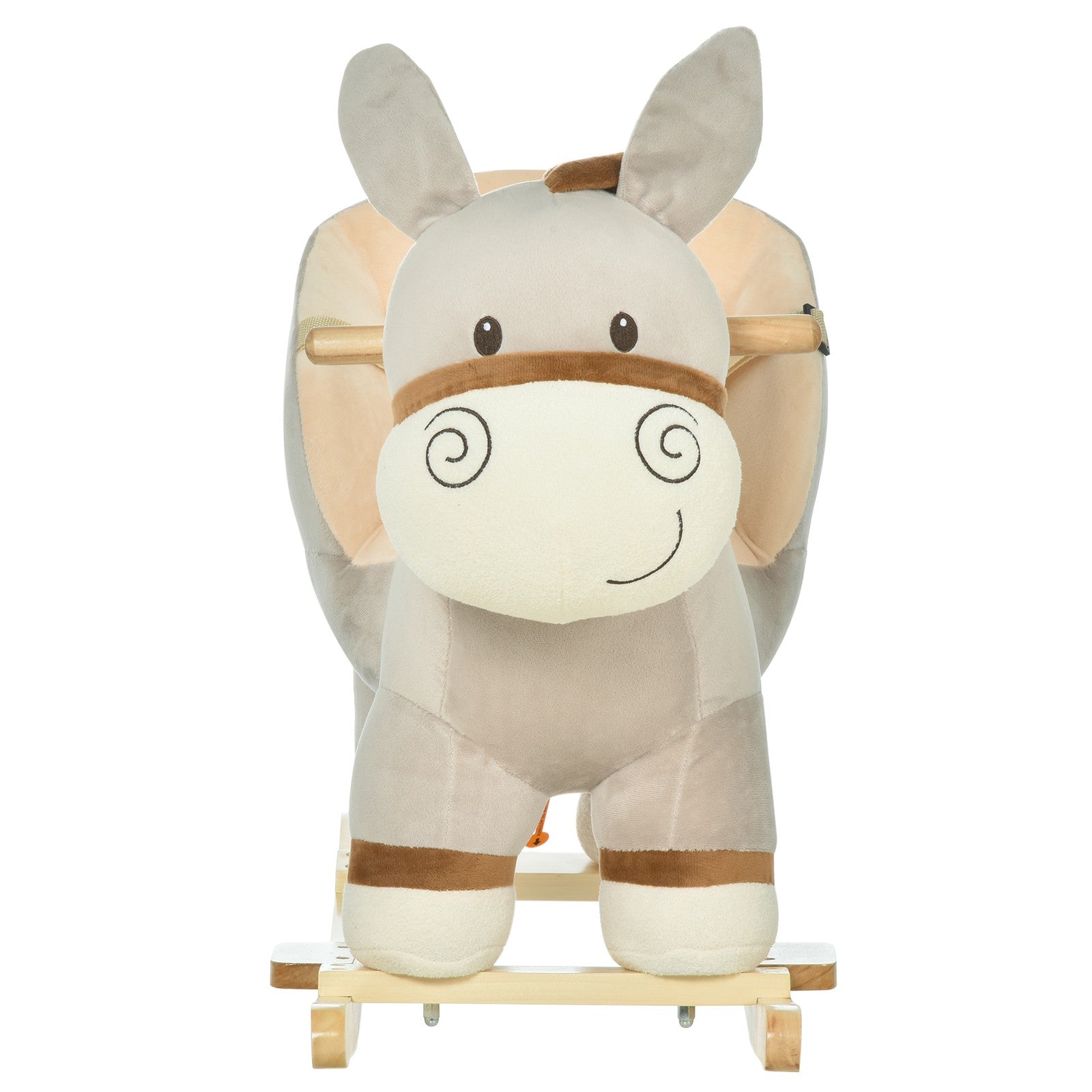 Cute Kids Ride-On Rocking Donkey W/ Sound Handlebars Seat Belt Plush Body