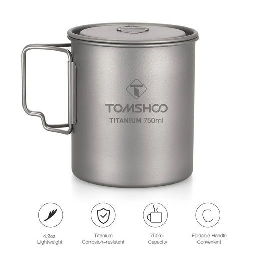 750Ml Outdoor Camping Cup Durable Titanium Cup Tourist Tableware Picnic Utensils Tourism Camping Mug Camping Equipment