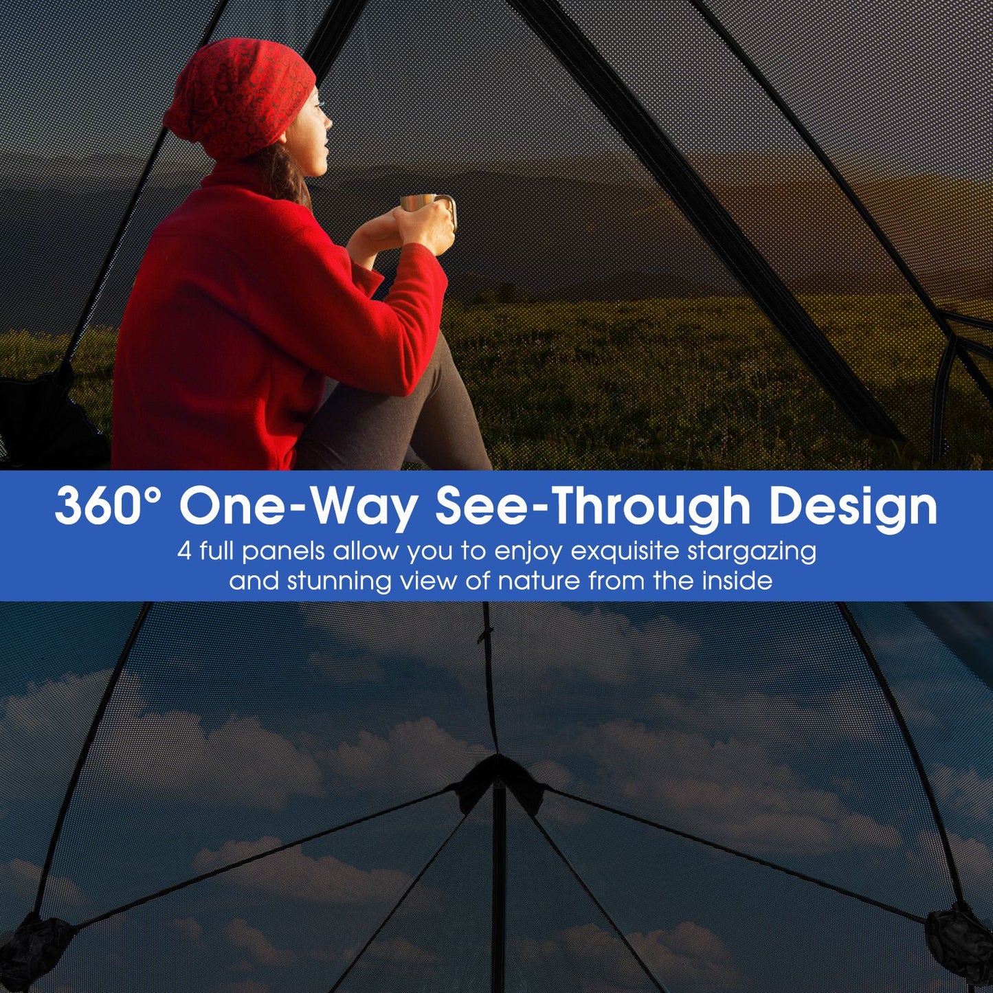 Pop-Up Camping Tent with Carry Bag and Rainfly for 2-3 People