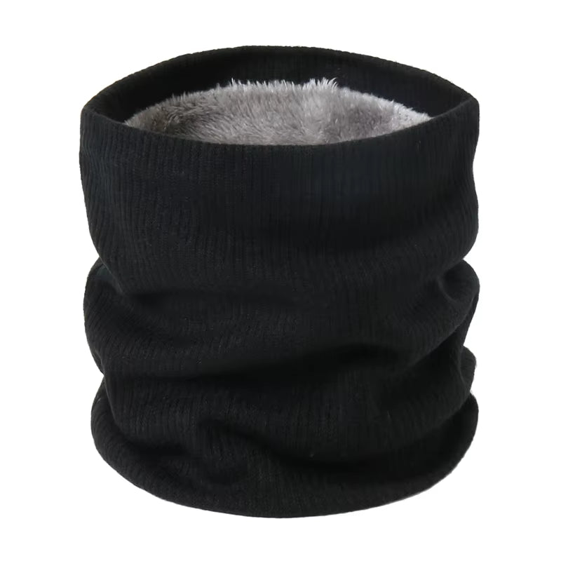 Solid Thick Warm Ring Scarf Fashion Winter Striped Warm Women Men Outdoor Full Mask Scarves with Plush Snood Unisex Muffler