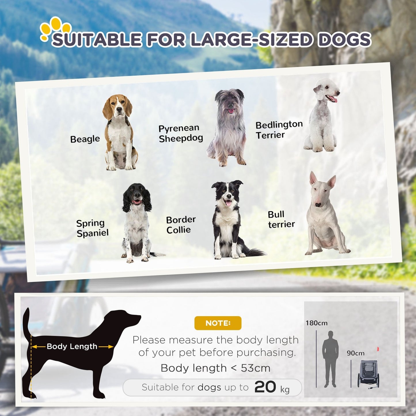 Pawhut Pet Bicycle Trailer Steel Dog Bike Carrier Water Resistant Travel Grey