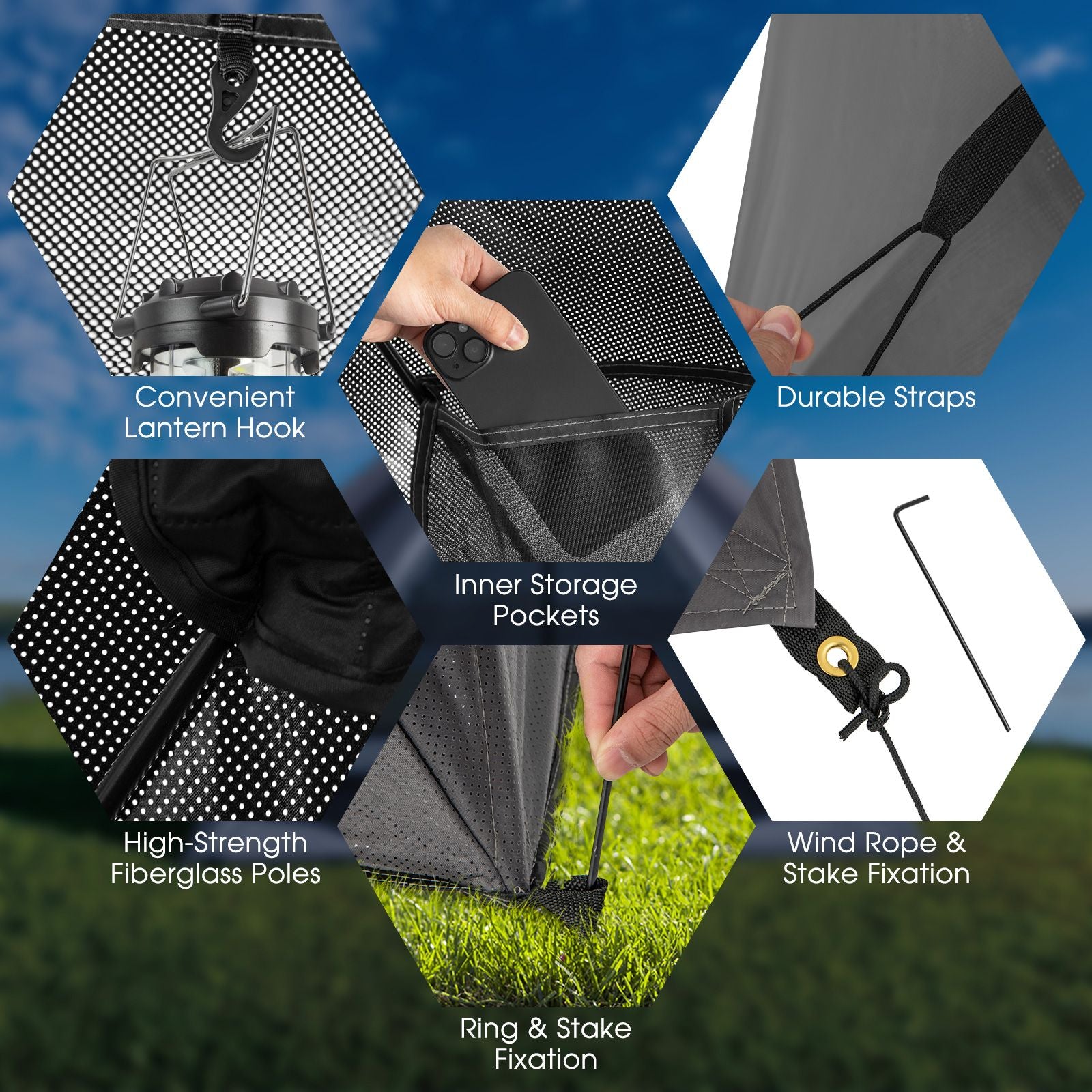 Pop-Up Camping Tent with Carry Bag and Rainfly for 2-3 People