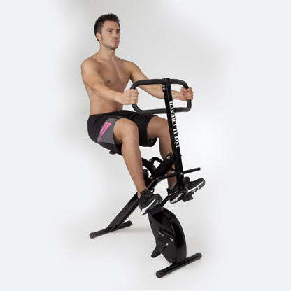 Total Crunch Evolution - 2-In-1 Home Gym Equipment with Exercise Bike & Chest Trainer - Foldable Full-Body Workout Machine with Variable Resistance for Cardio & Strength Training